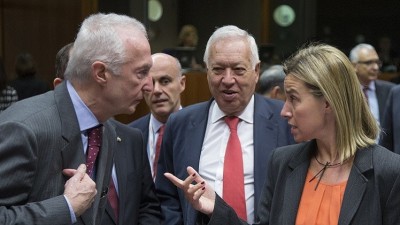 خلال اجتماع وزراء الخارجية للاتحاد الأوروبي في بروكسل(الصورة من Reutres