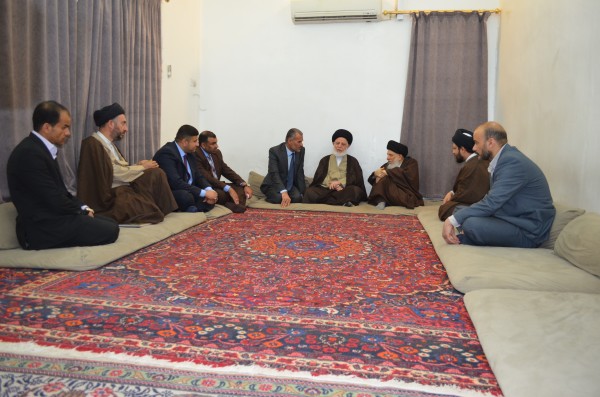 سماحة المرجع الديني الكبير آية الله العظمى السيد محمد سعيد  الحكيم (مد ظله) يستقبل محافظ واسط الجديد مالك الدرعي في النجف الاشرف