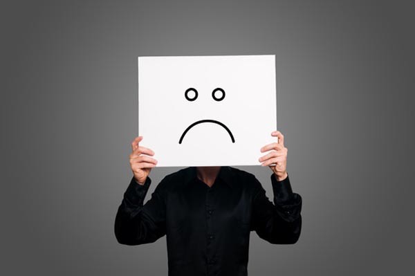 pessimist negative on gray background