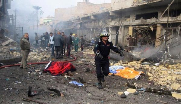 أحدى التفجيرات الارهابية في ضواحي بغداد