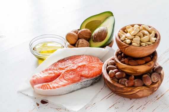 Selection of healthy fat sources, copy space